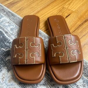 Tory Burch Brown Slide Sandals